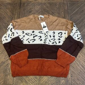 Stylish Women's Multicolor Patterned Sweater - Large